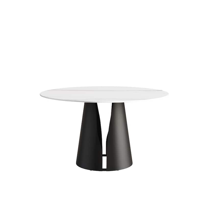 53" Dining Table Round Marble Kitchen Table, Sintered Stone Panel Table