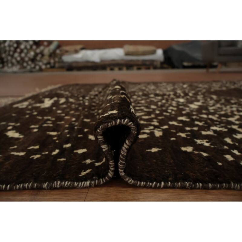 Hand Knotted Oriental 100% Wool Carpet Tribal Abstract Brown Moroccan Area Rug - 7' 11'' X 5' 7''