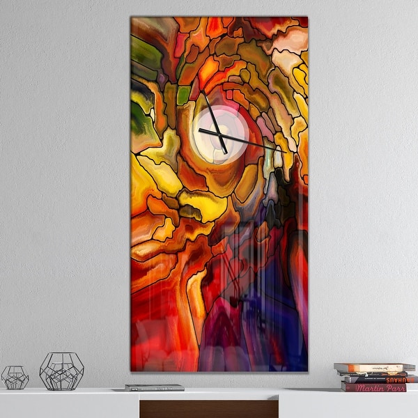 slide 2 of 14, Designart 'Illusions of Stained Glass' Oversized Modern Wall CLock