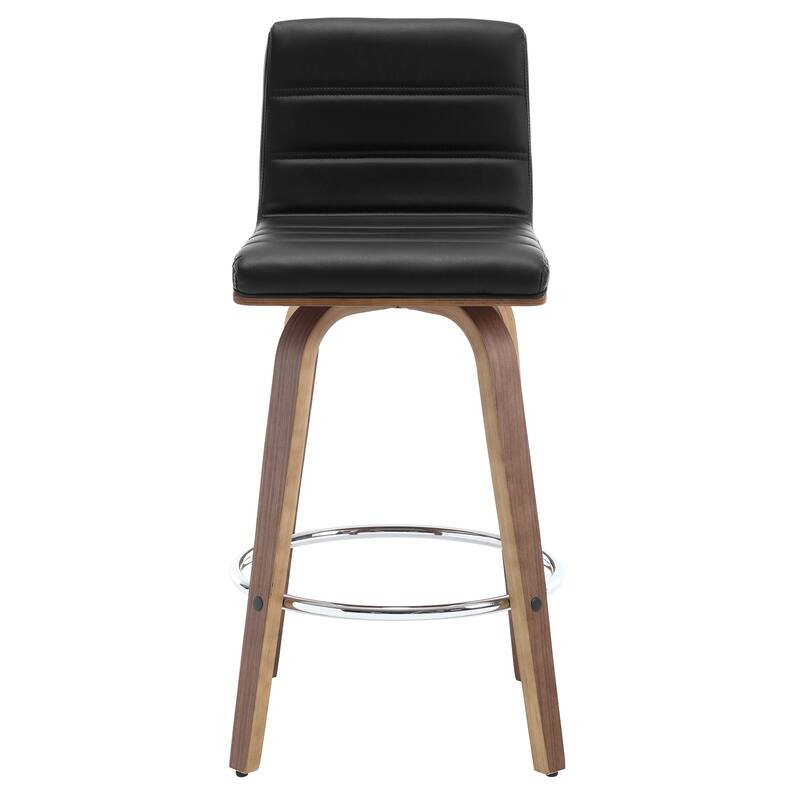 Modern Leather Upholstered Swivel Counter/Bar Stools, Set of 2