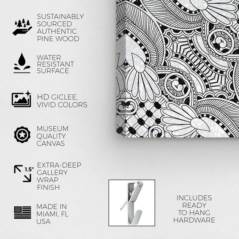 Wynwood Studio Canvas Abstract Deco Shine Onyx Black and Modern & Contemporary Wall Art Canvas Print