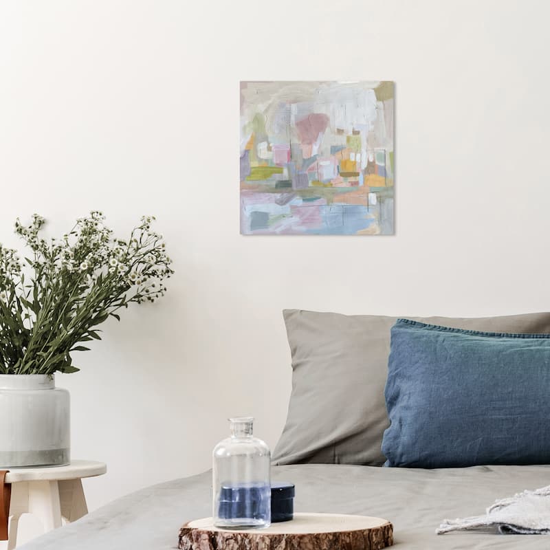 Wynwood Studio Canvas Abstract Pastel Illusion White and Antique White Modern & Contemporary Wall Art Canvas Print - 12 x 12