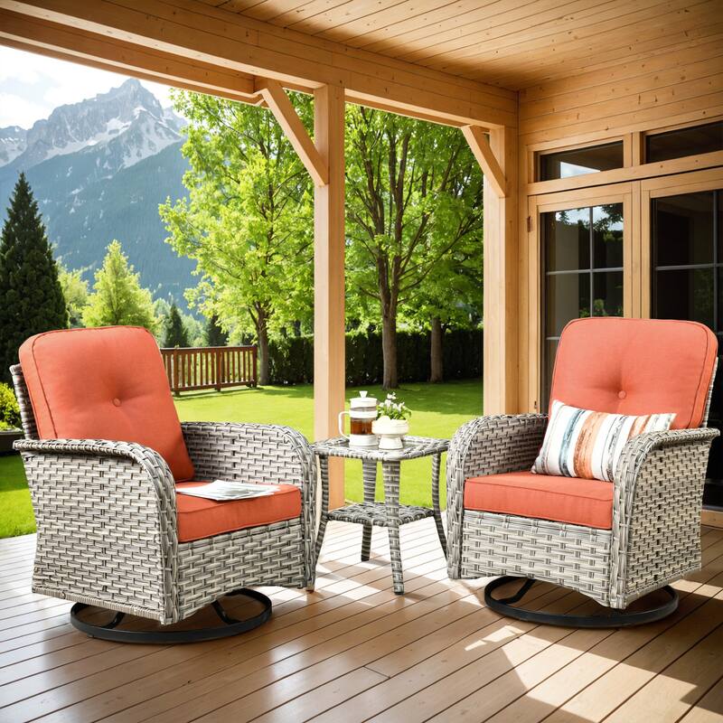 XIZZI 8-Piece Outdoor Wicker Furniture Sectional Swivel Chairs Set