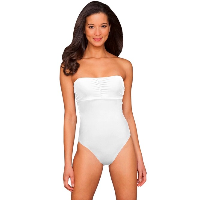 Shop Phax White Color Mix Underwire Bandeau One Piece Swimsuit