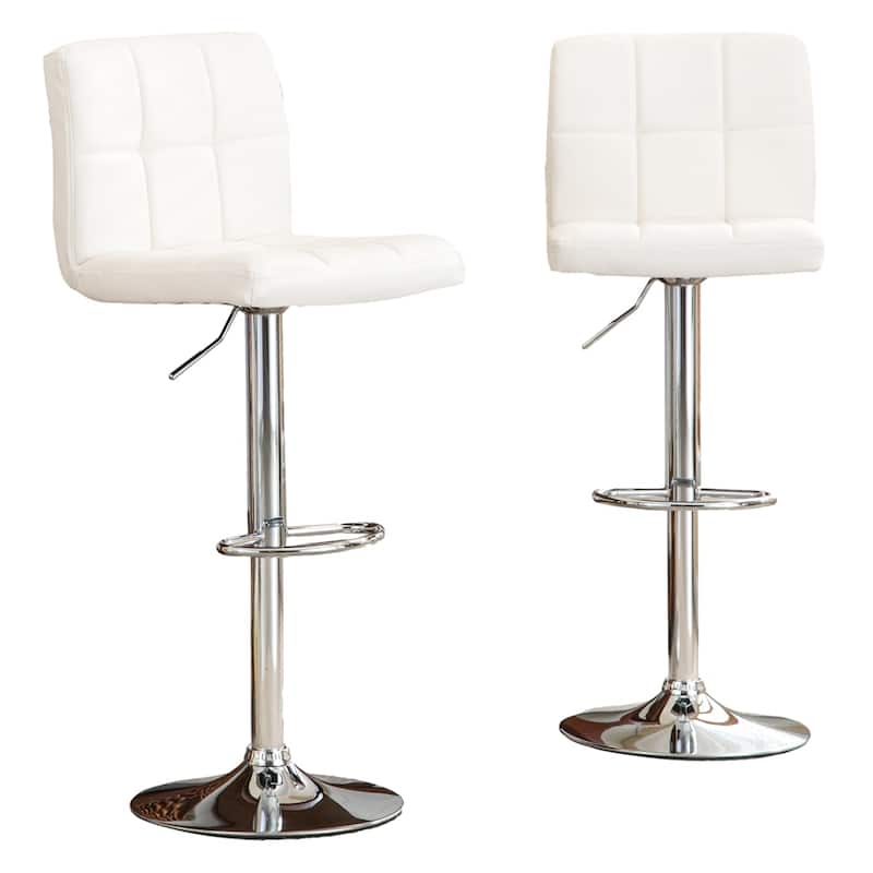 Swivel Faux Leather Adjustable Hydraulic Bar Stool (Set of 2)