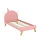 preview thumbnail 3 of 6, Pink Unicorn Wooden Platform Bed with Headboard - Twin Size, Easy Assembly