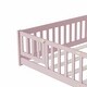 preview thumbnail 32 of 69, Queen Size Floor Bed with Fence, Door, Rubber Wood Frame & Safety Guardrails