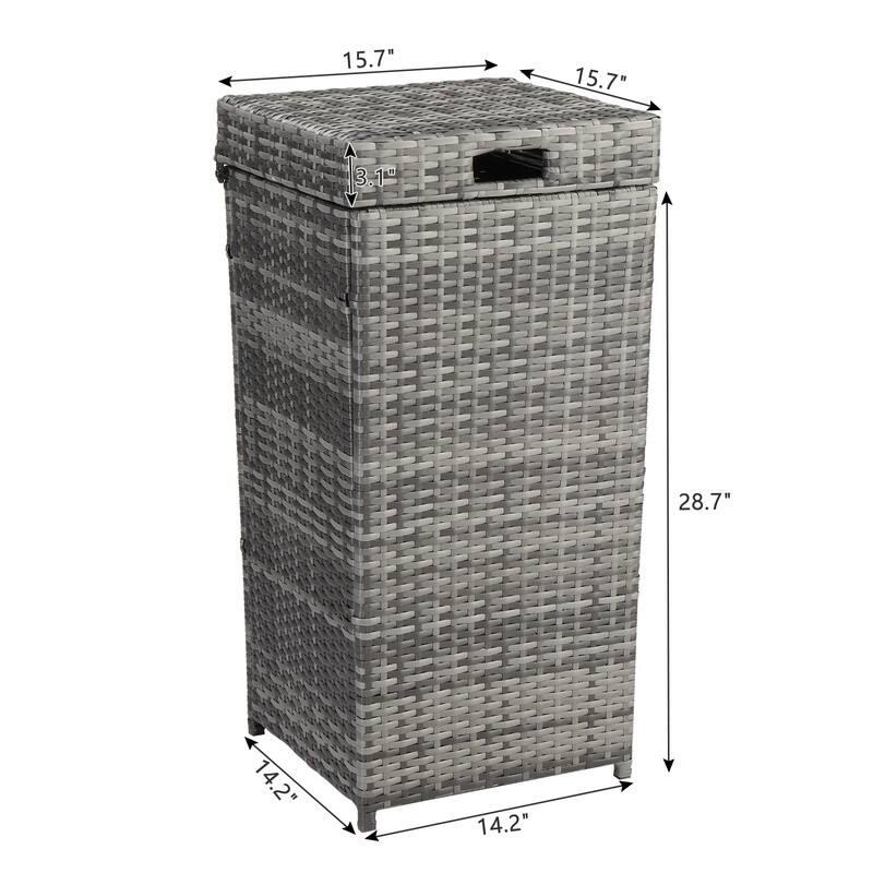 Patio Weather Resistant Wicker Trash Bin