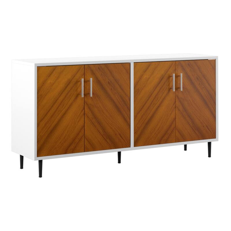 Mid-Century Modern Faux-Bookmatch Door Buffet