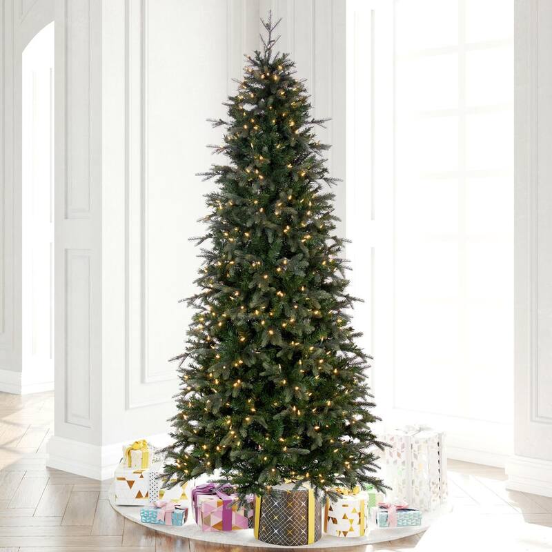 Vickerman 7.5' x 44" Douglas Fir Artificial Slim Pre-Lit Christmas Tree , Dura-Lit® Warm White LED Mini Lights.