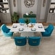 preview thumbnail 53 of 65, 7-Piece Clihome High-gloss Extendable Table Velvet Chair Dining Set