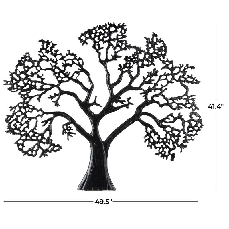Aluminum Metal Tree Large Textured Home Wall Decor - Black - Roche River Decor