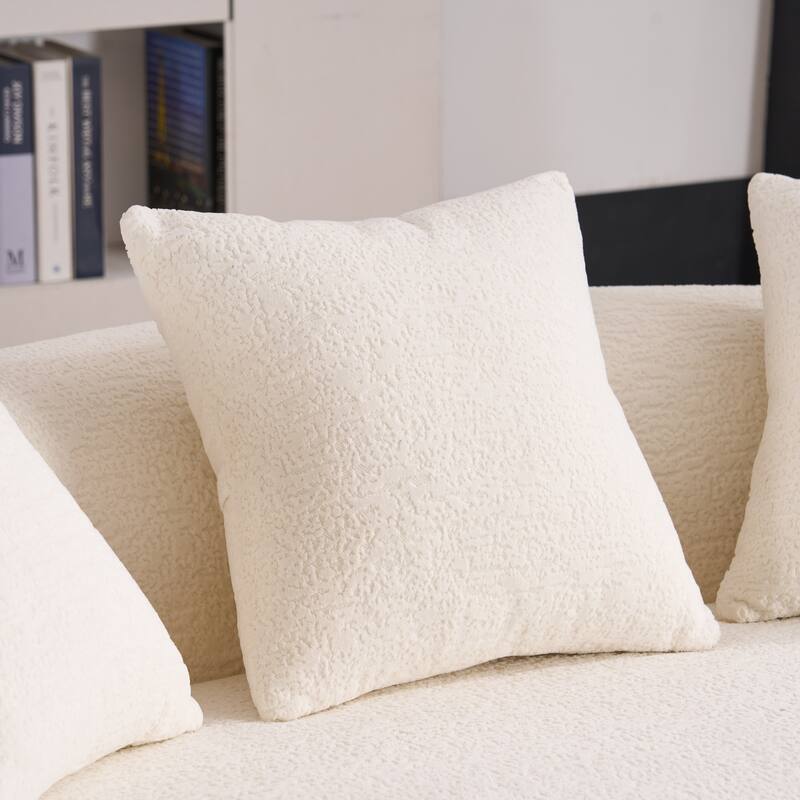 Chenille Curved Loveseat Sofa, Full Compression Sponge Sofa with 3 Pillow