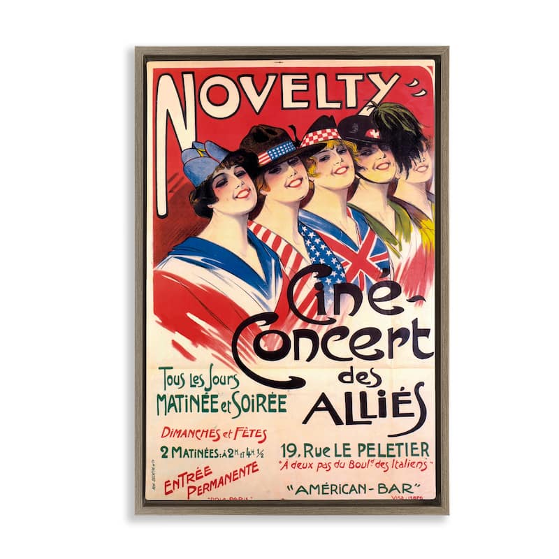 Stupell Vintage Novelty Concert Framed Floater Canvas Wall Art Design By Marcus Jules - 17 x 25 - Brown