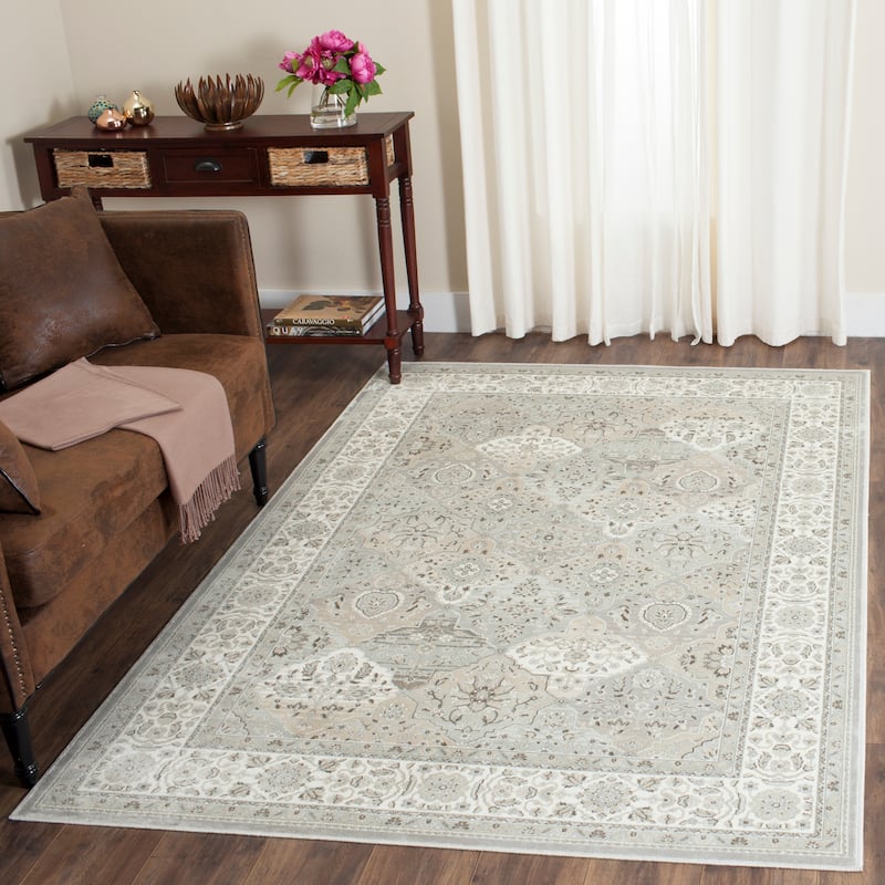 SAFAVIEH Persian Garden Cateluta Vintage Boho Oriental Viscose Rug - 4' x 5'3" - Silver/Ivory - Rectangle