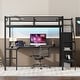 preview thumbnail 2 of 11, Black Full Size Metal Loft Bed with L-shaped Desk and USB for Teens