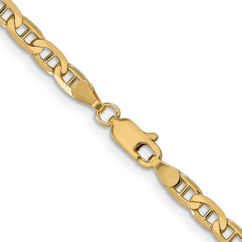 Curata 10k Yellow Gold 3.75mm Concave Mariner Anchor Chain Bracelet