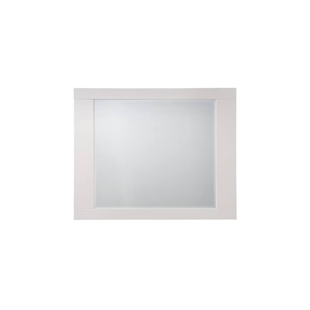 Anmytek Wall Mirror White High Gloss Beveled Edge Rubberwood Frame - 37inch Height
