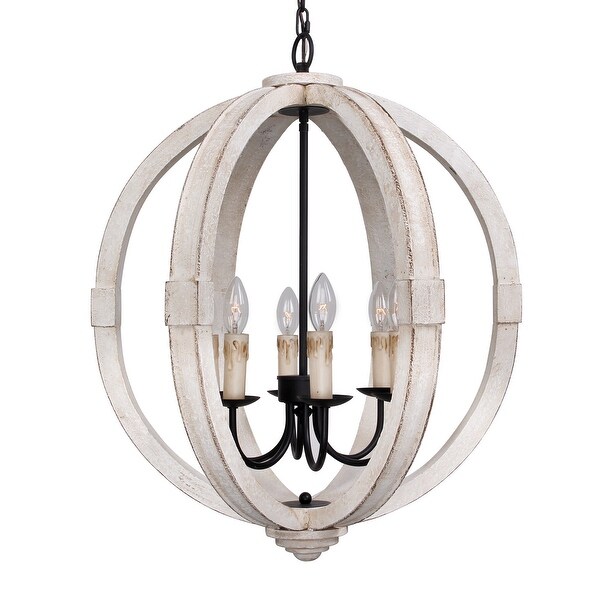Shop Bourges 6-Light Distressed Wooden Orb Chandelier ...