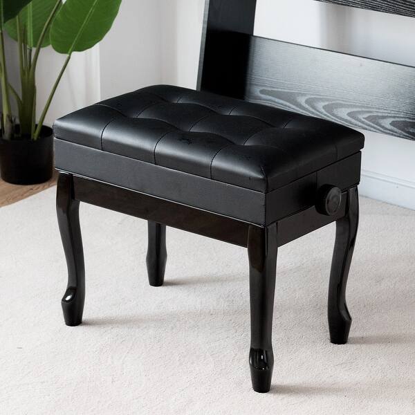 Costway Height Adjustable Piano Bench Pu Leather Keyboard Padded Seat W Music Storage Overstock 23590746