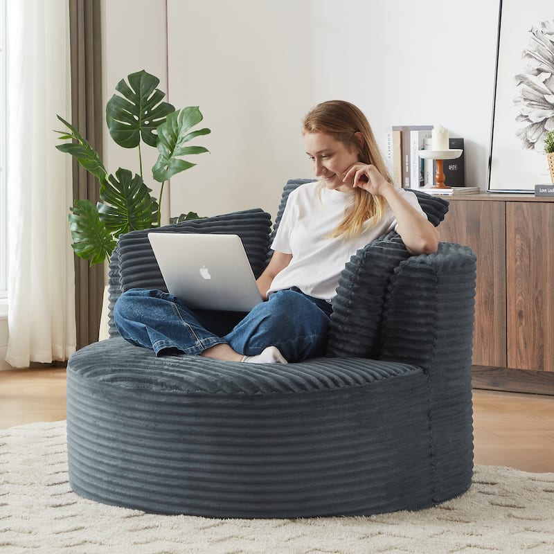 Modern Accent Chair with Plush Sponge & Pocket Spring Support, Round Chair Lounge Chair with Cushioned Backrest