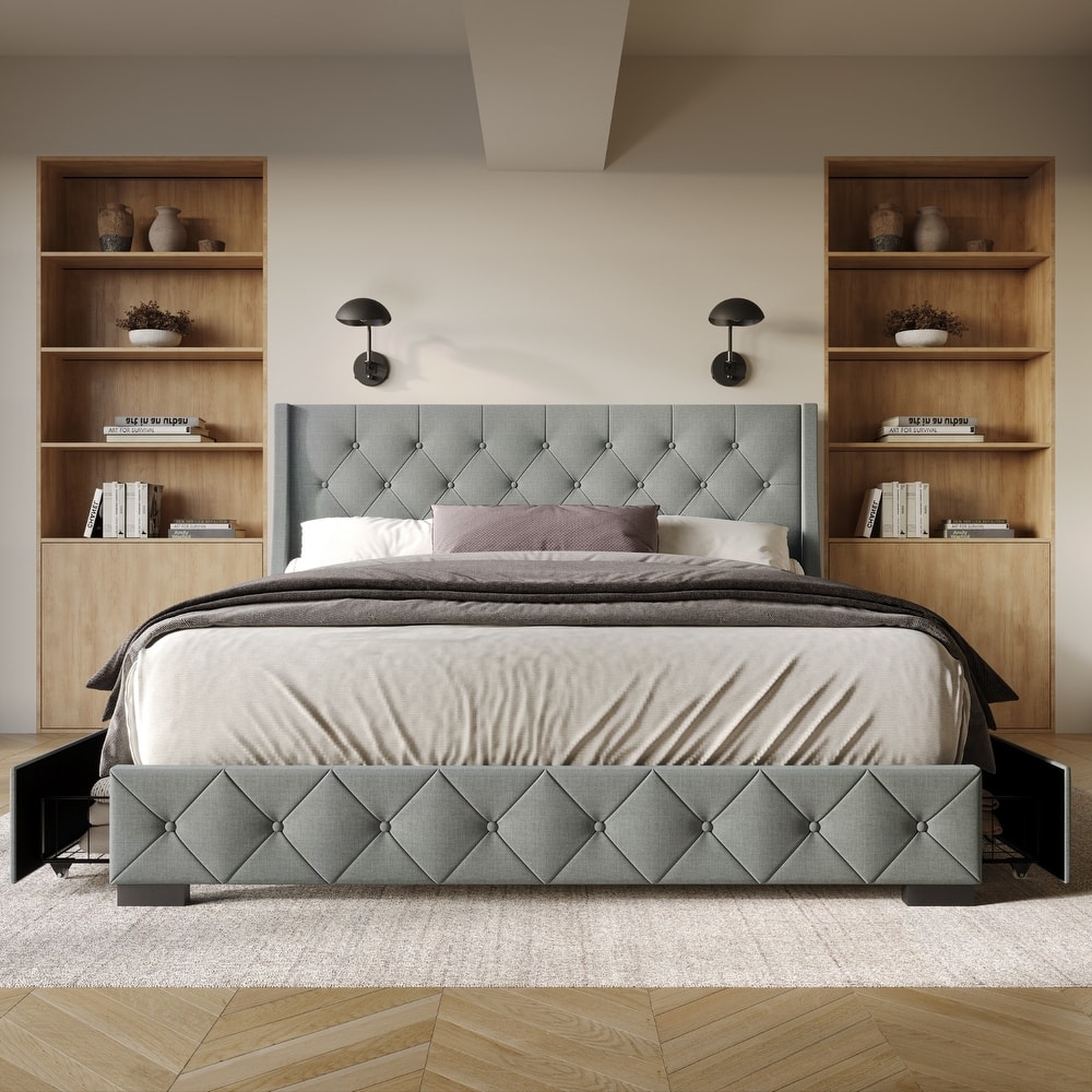 Olympia Tufted Upholstered Storage Platform Bed