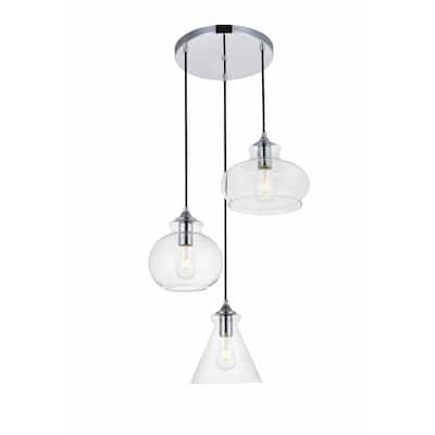 Elegant Lighting Destry 3 Light 19" Wide Multi Light Pendant with