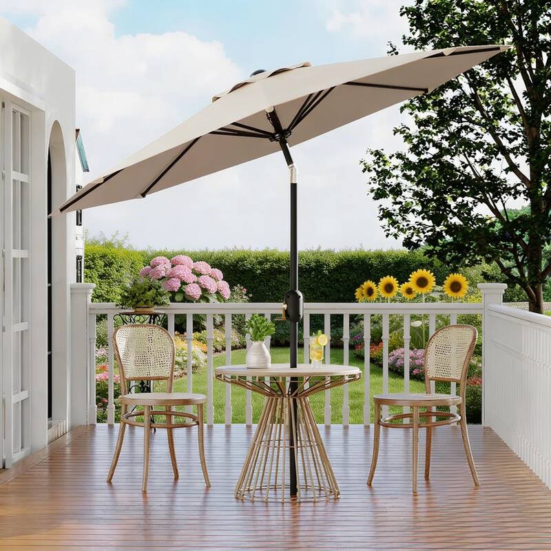 10ft Outdoor Patio Umbrella, with Crank Lift & Push Button Tilt, UV Protection Waterproof