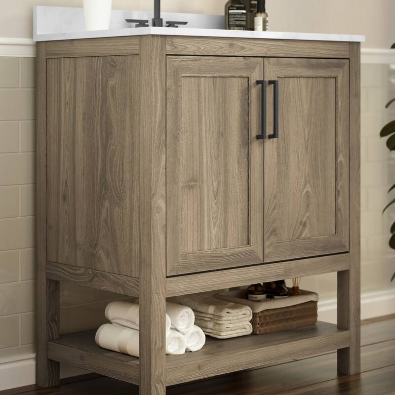 Bathroom Vanity with Undermount Sink and Open Storage Shelf