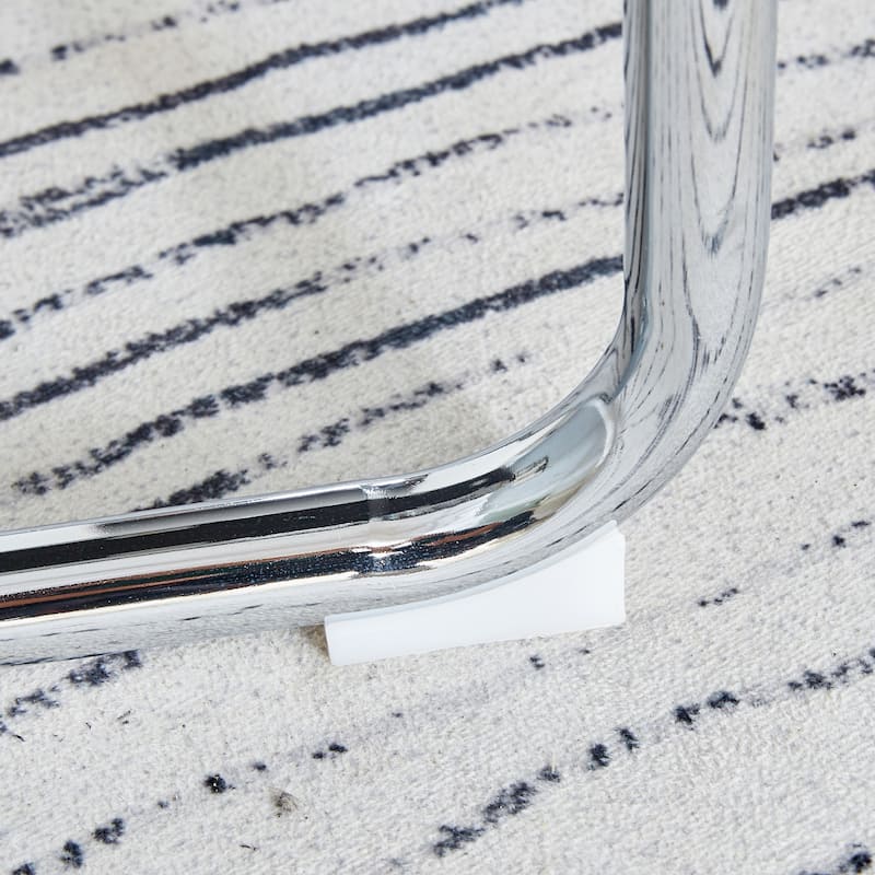 Modern 7-Piece Dining Table and Chair Set, 63" Faux Marble Glass Table with Stainless Steel Legs and PU Dining Chair