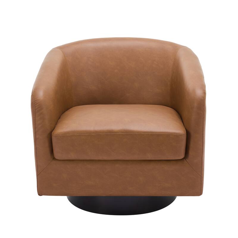 Round Barrel Armchair 360-Degree Swivel Accent Chairs