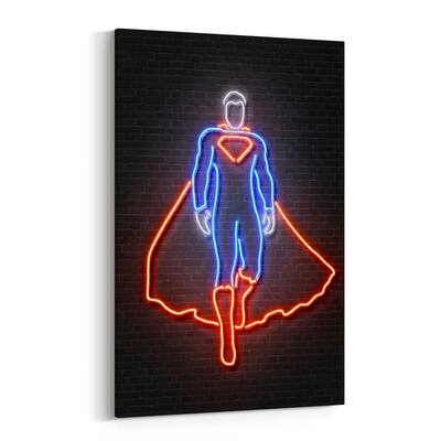 Neon Superman Tv Movies Octavian Mielu Canvas Wall Art Print