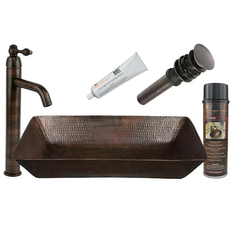 Premier Copper Products 20" Rectangular Hammered Copper Vessel - Oil Rubbed Bronze