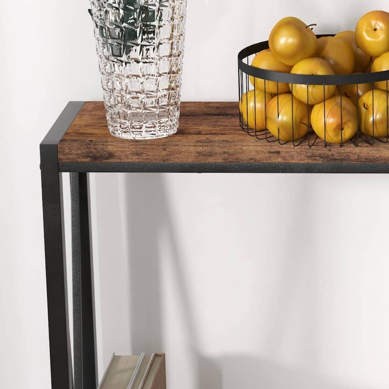 Easy Assembly Modern Sofa Table with Shelf for Entryway