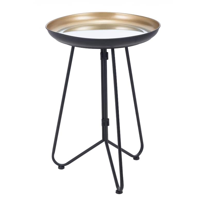 Black and Steel Accent Table - Gold & Black