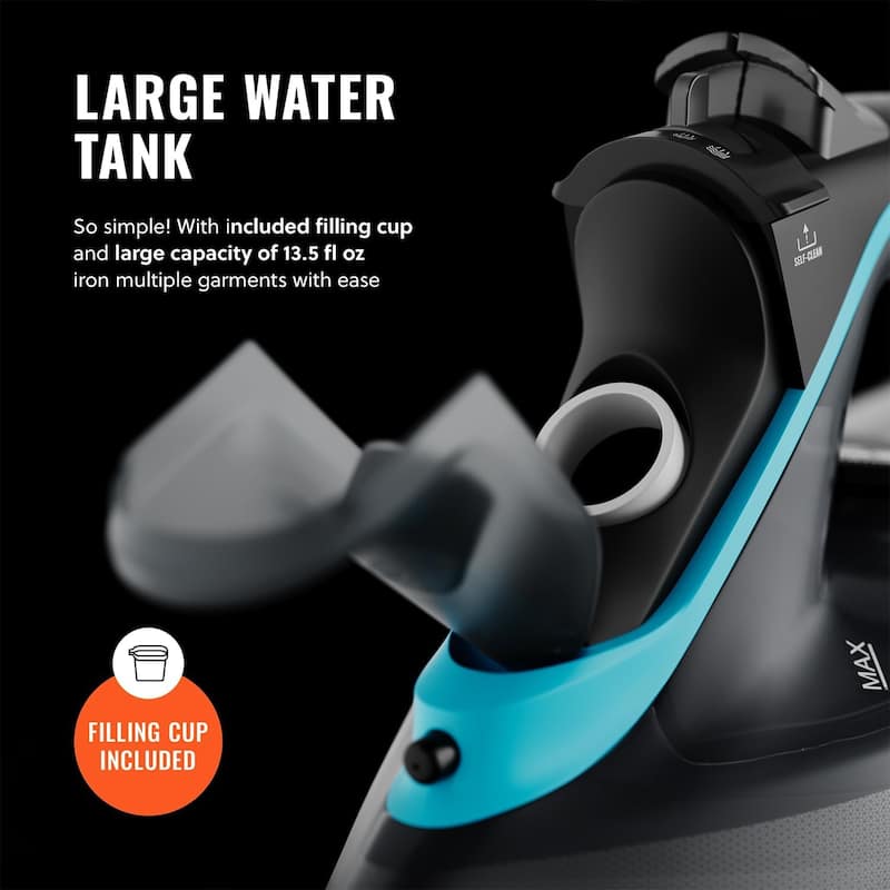 Pursteam SteamBurst+ 1750W Steam Iron, Ceramic Soleplate, Adjustable Steam, Powerful and Long-Lasting Steam for All Fabric