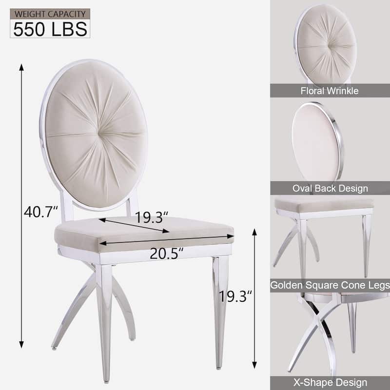 Mid-Century Modern Velvet Upholstered Side Chair with Metal Frame and Polished Stainless steel Legs