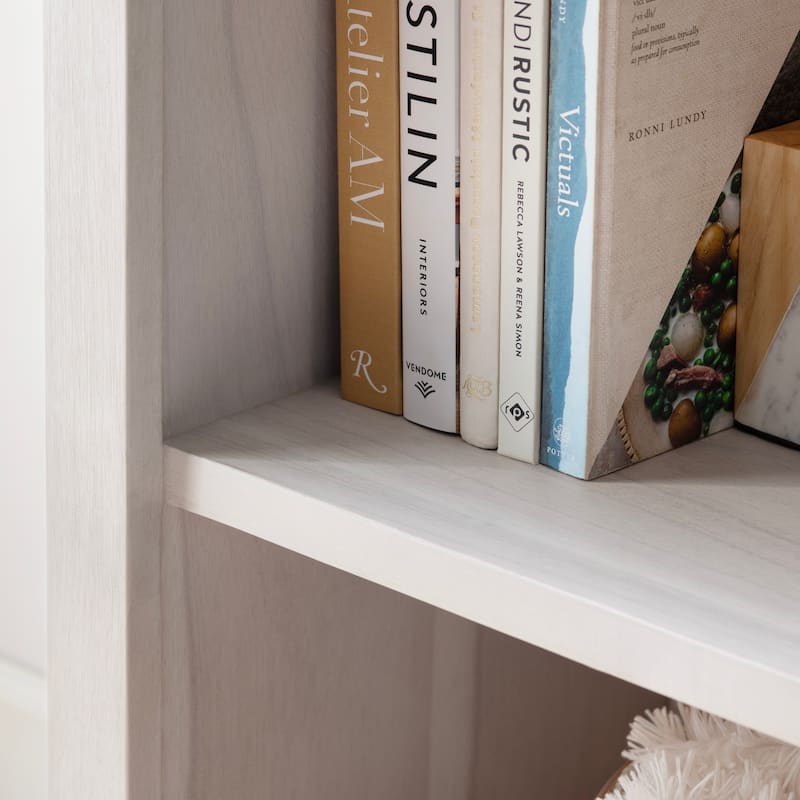 77.5 in. White Solid Wood 5 Shelf Bookcase