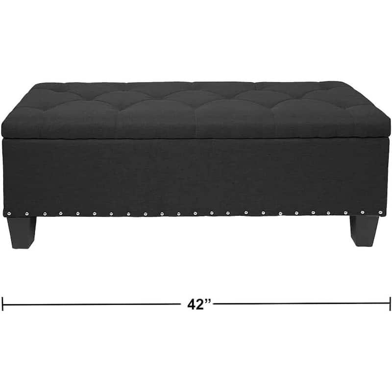 Storage Ottoman Tufted Footrest Top Coffee Table Seat 42" Black