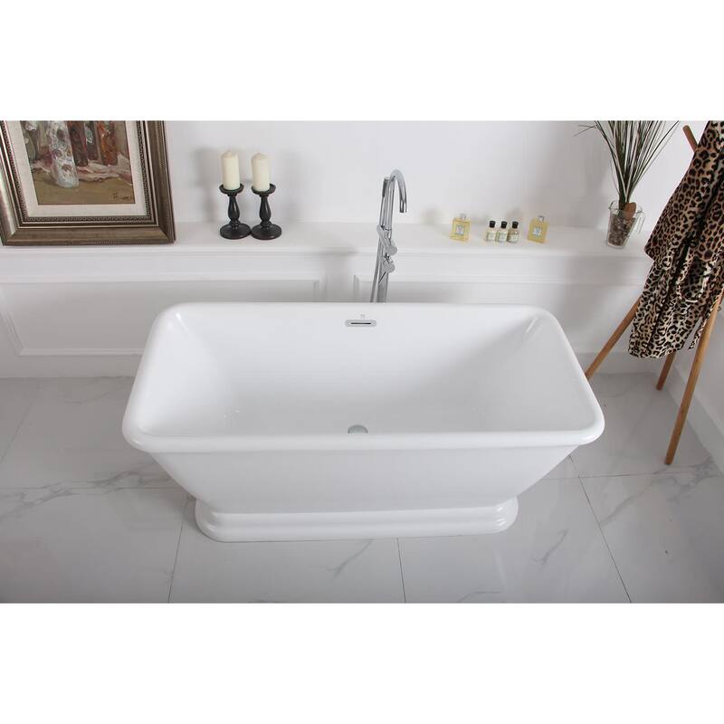 Kingston Brass 66" Pedestal Acrylic Soaking Tub with Center Drain