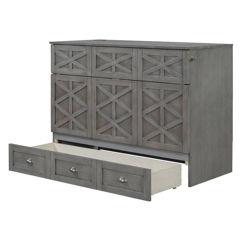 Modern Style Murphy Bed with Large Versatile Storage Drawers for Bedroom