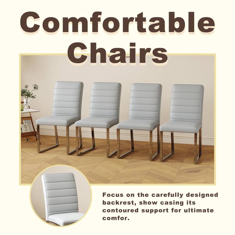 4PCS Iron Frame PU Dining Chairs