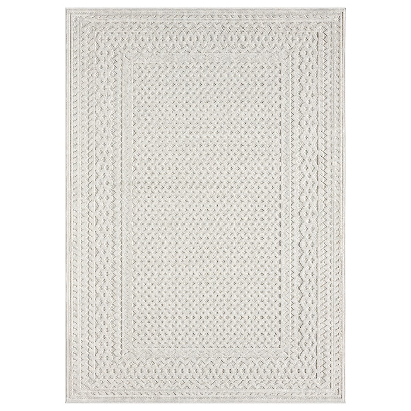 Terra by Obeetee Nimes Textured Border Rug - Lavender/Ivory - 2' x 7'3"