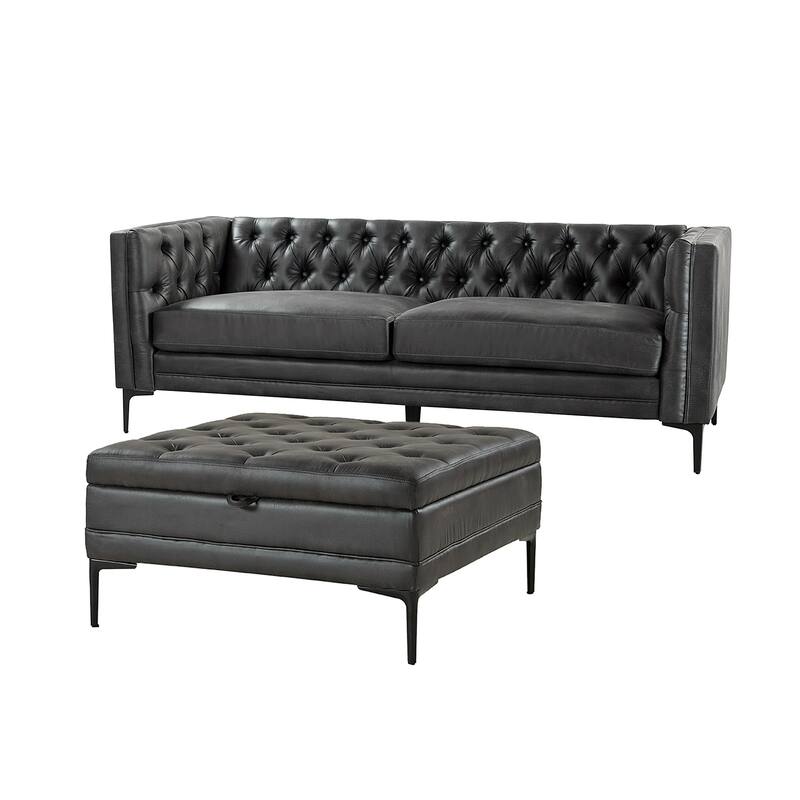 Ipiutak Modern 2 - Piece Upholstered Button-tufted Sectional with Storage Ottoman