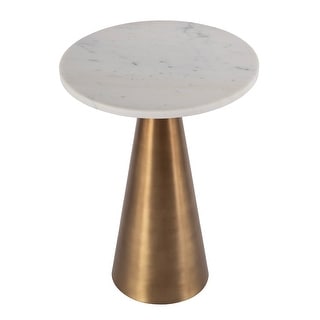 Hallie 15 in. W Round Marble and Metal Side Table