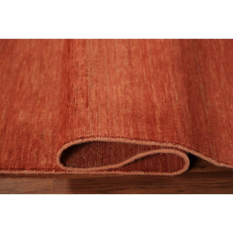 Striped Orange Gabbeh Modern Rug Handmade Wool Carpet - 4'9" x 6'6"