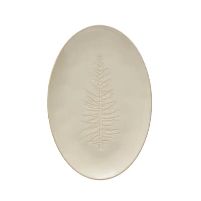 Debossed Stoneware Platter with Tree Design
