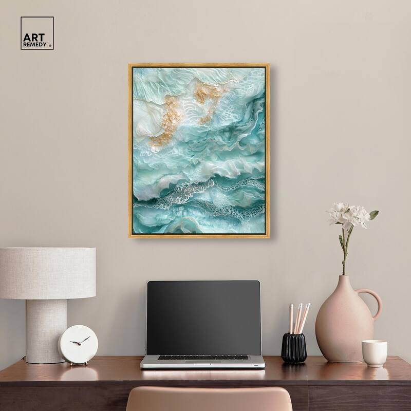 Teal Tiered Turbulence Canvas by Art Remedy