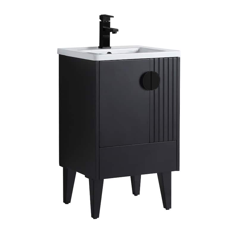 Fine Furniture Venezian Collection Single Bathroom Vanity Set - 20 Inch - Black - Black