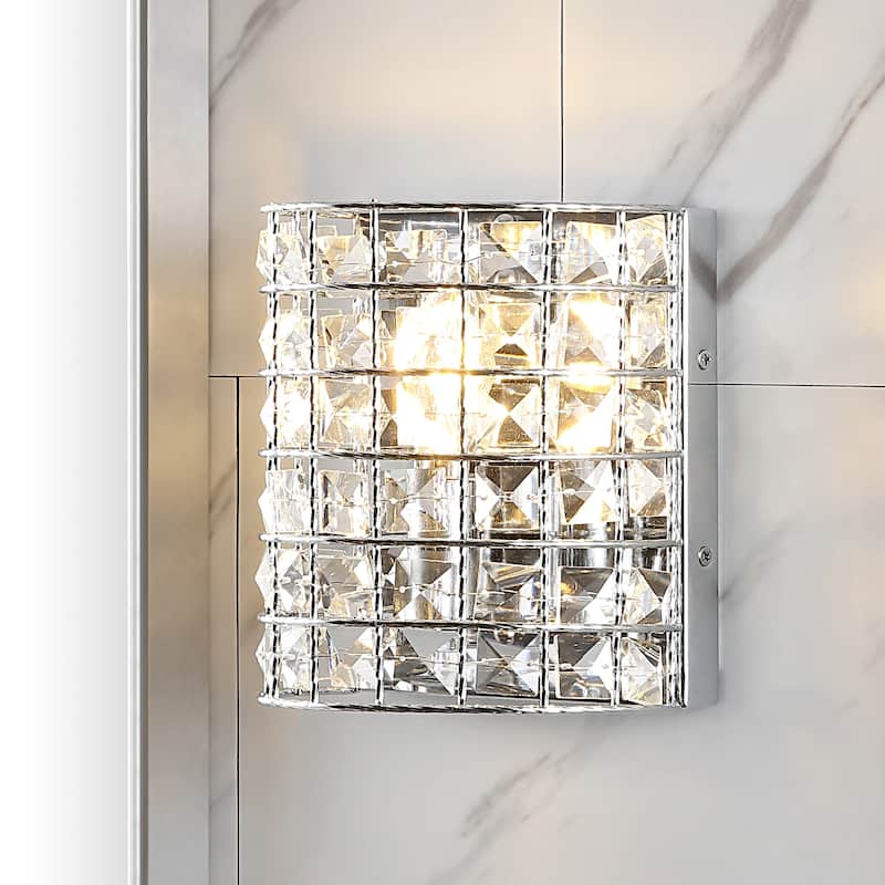 Jayne Deco 3-Light Metal/Crystal Classic Glam LED Vanity Light, by JONATHAN Y - 1 Bulb